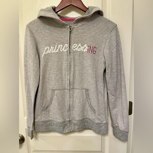 Zip Front Hoodie Sweatshirt Princess-Ing Pink Gray